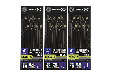 MATRIX MXC-4 X-STRONG BAIT BAND RIGS 10CM/4INS